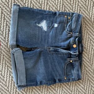 Liverpool Blue Denim Shorts with Gold Accents
